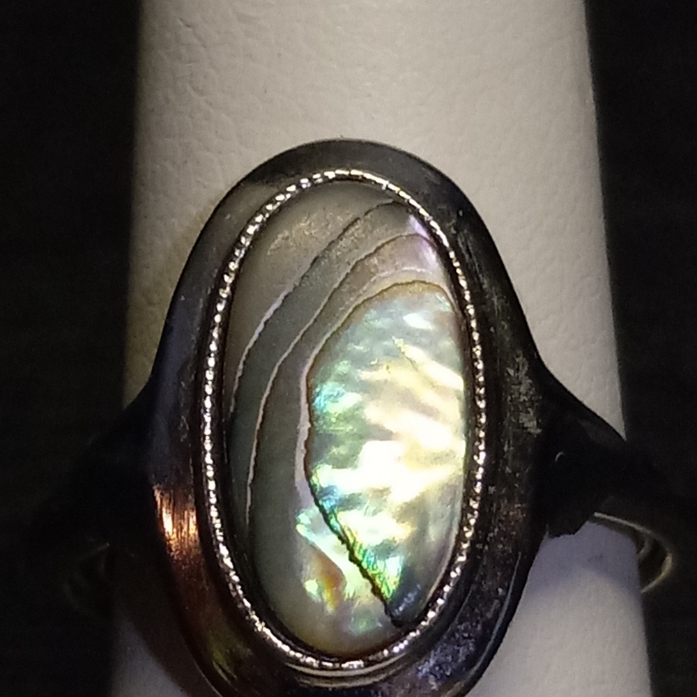 Silver tone Abalone Avon ring - Picture 2 of 8